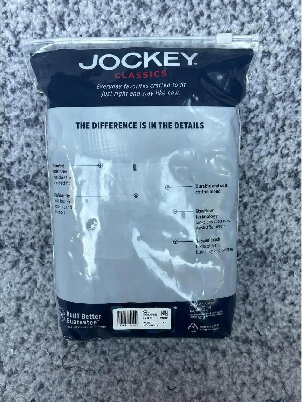 Jockey Classics Woven Boxers 3 Pack Cotton Blend Full Cut XXL 44-46 NIP